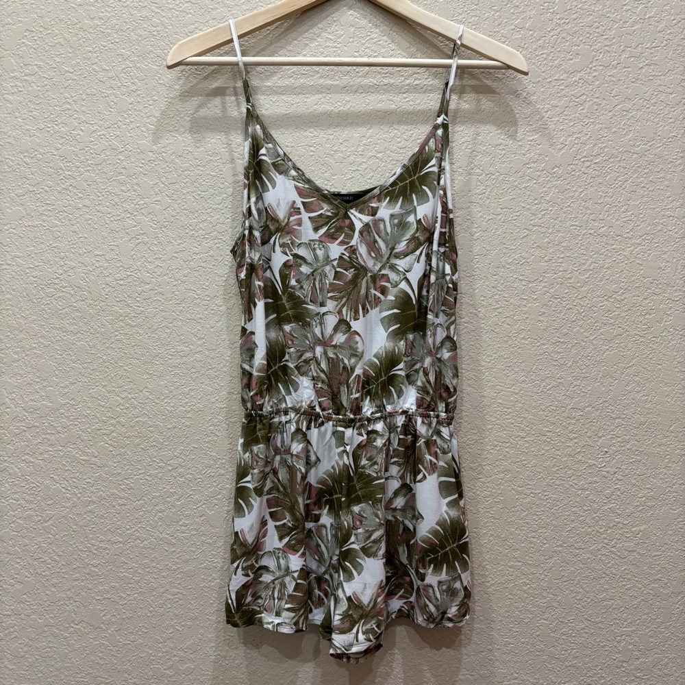 Forever 21 Palm Print Shorts One Piece Romper Size Small